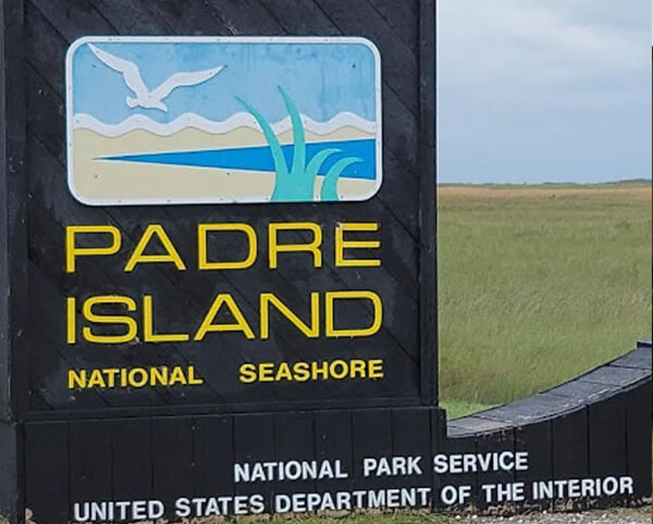 A sign for padre island national seashore.